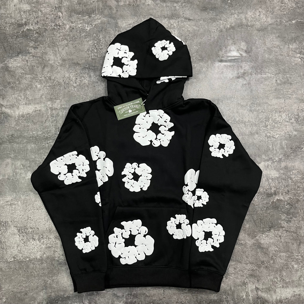 Sweat à capuche en coton noir DENIM TEARS